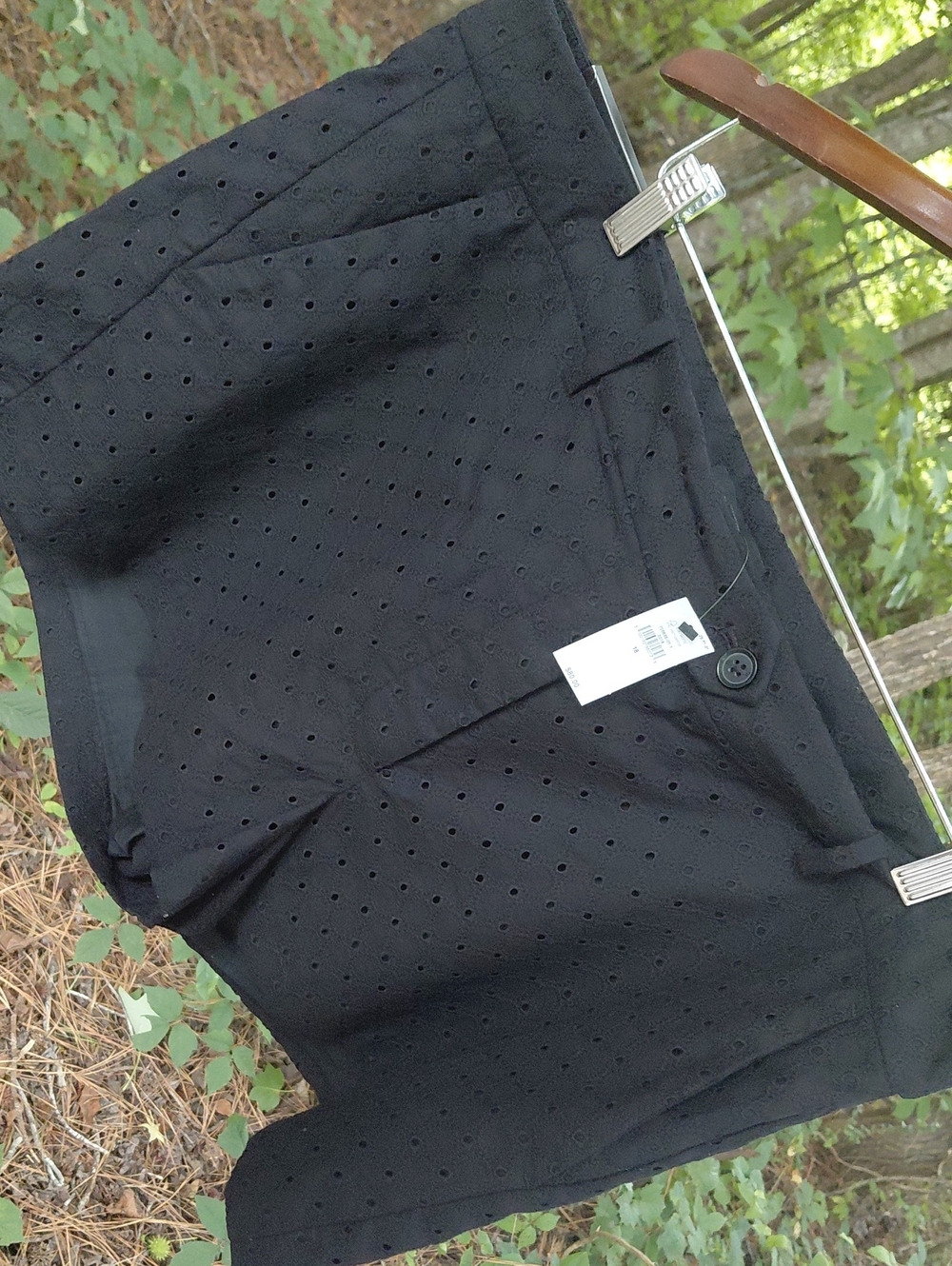 Banana Republic Black Eyelet Mid-Rise Shorts